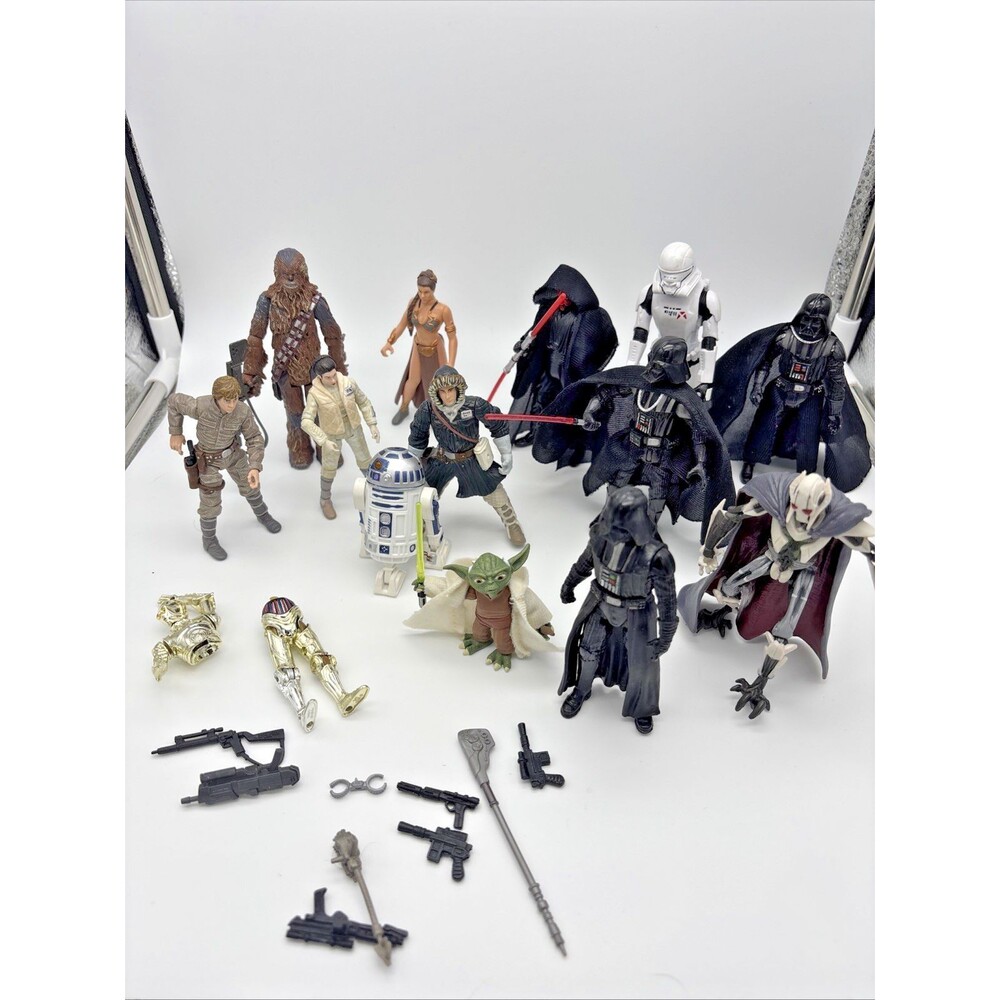 Star Wars Mixed Lot 14 Action Figures + R2-D2 Vader Yoda Leia Luke Chewy